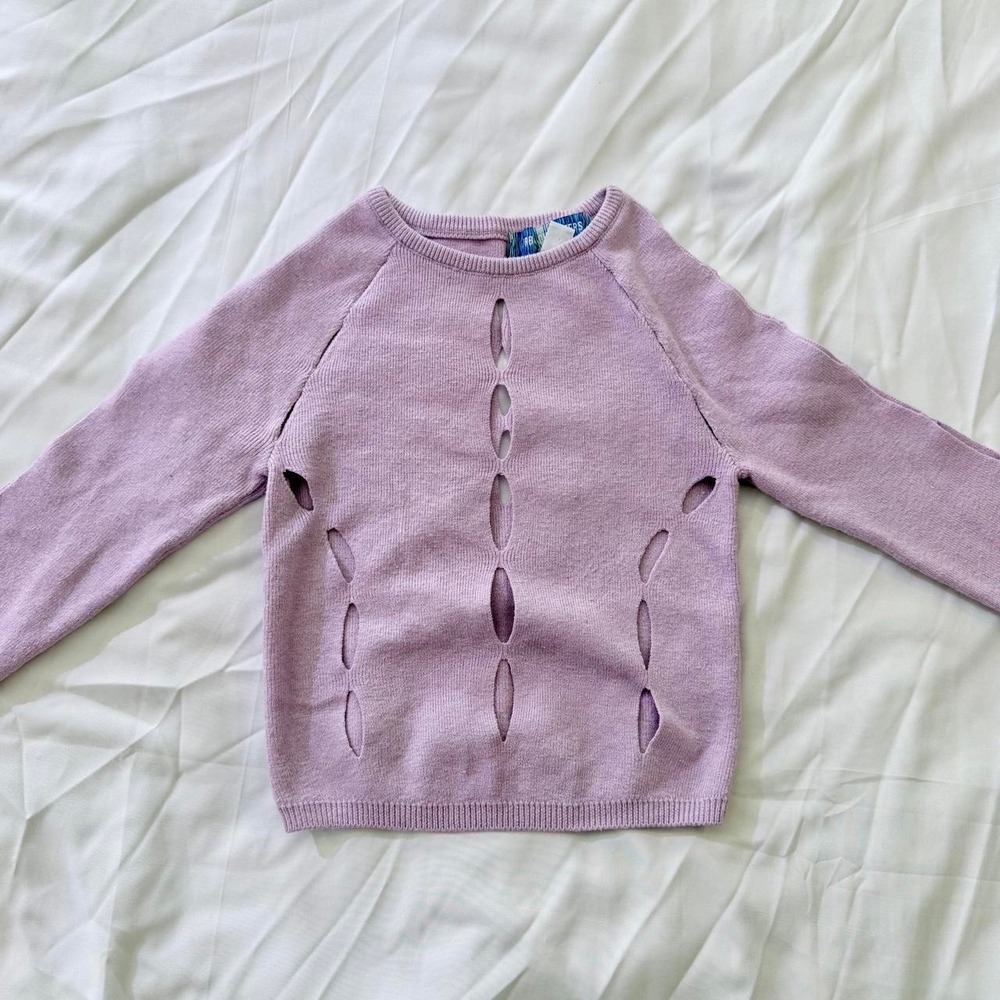 Urban Outfitters Purple Keyhole Cutout Cropped Knit Long Sleeve Top XS
